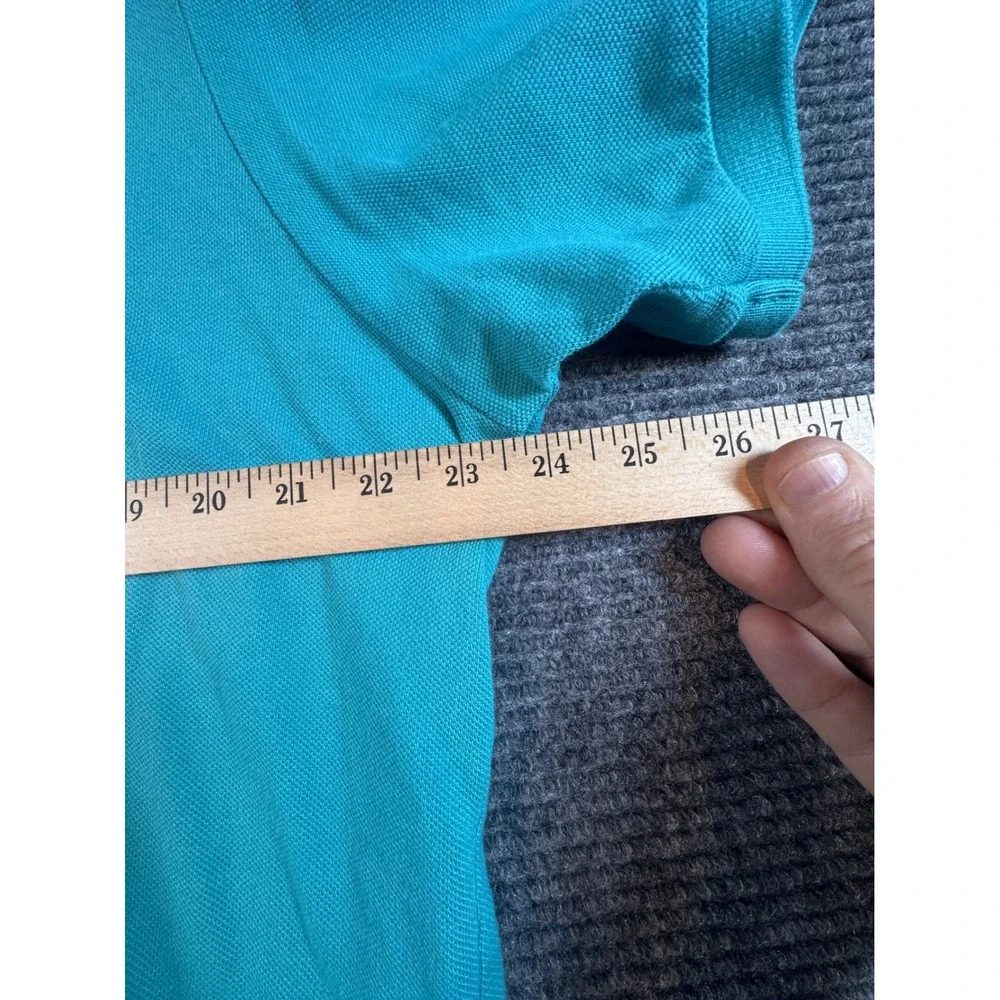 Polo Ralph Lauren Mens XXL Teal Blue Pique Cotton Short Sleeve Polo Shirt Yellow